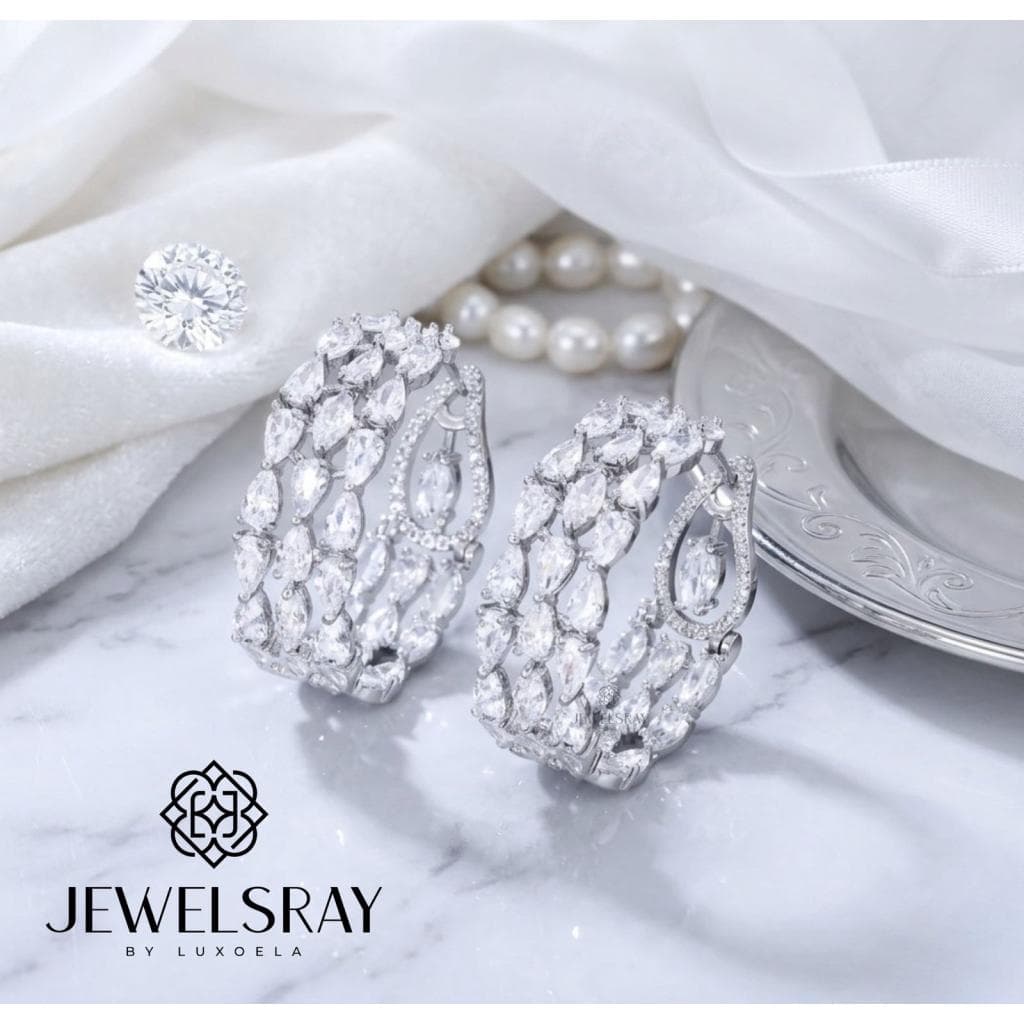 Anting Pesta Dublin Earrings Perhiasan Tunangan Lamaran Kawin Fancy Wedding Elegant Engagement Married Bridal Jewelsray CZ Luxoela