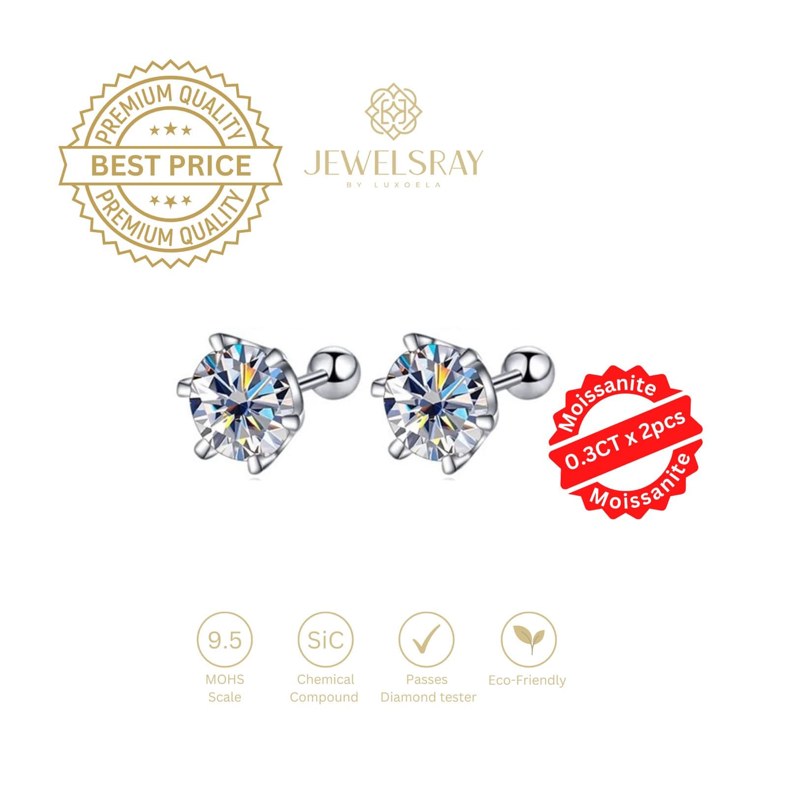 New Rory Screw Earrings Moissanite Anting Diamond Look Kawin Berlian