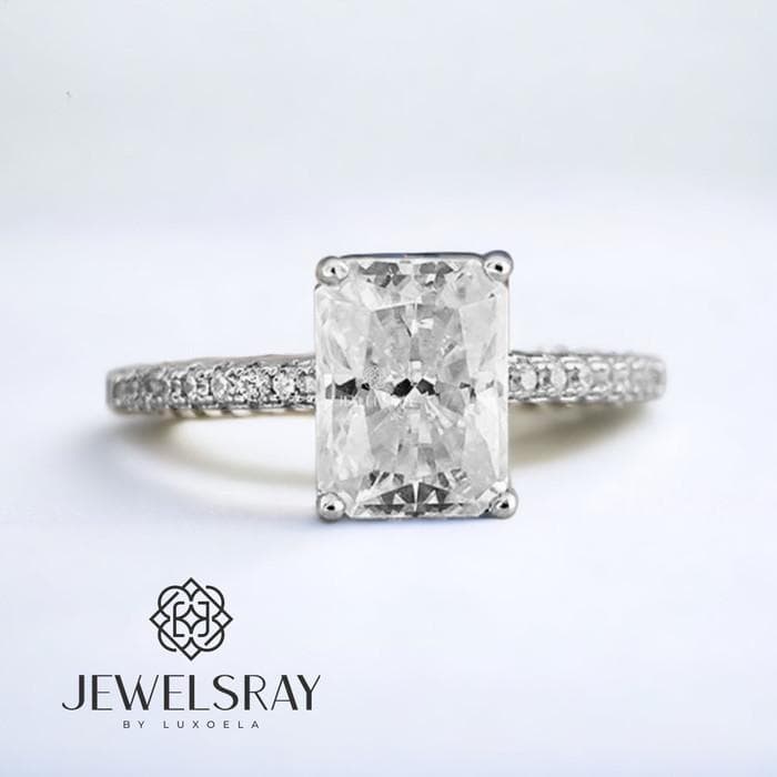Cincin Mauve Radiant Ring 2 Carat Moissanite Diamond Look Kawin