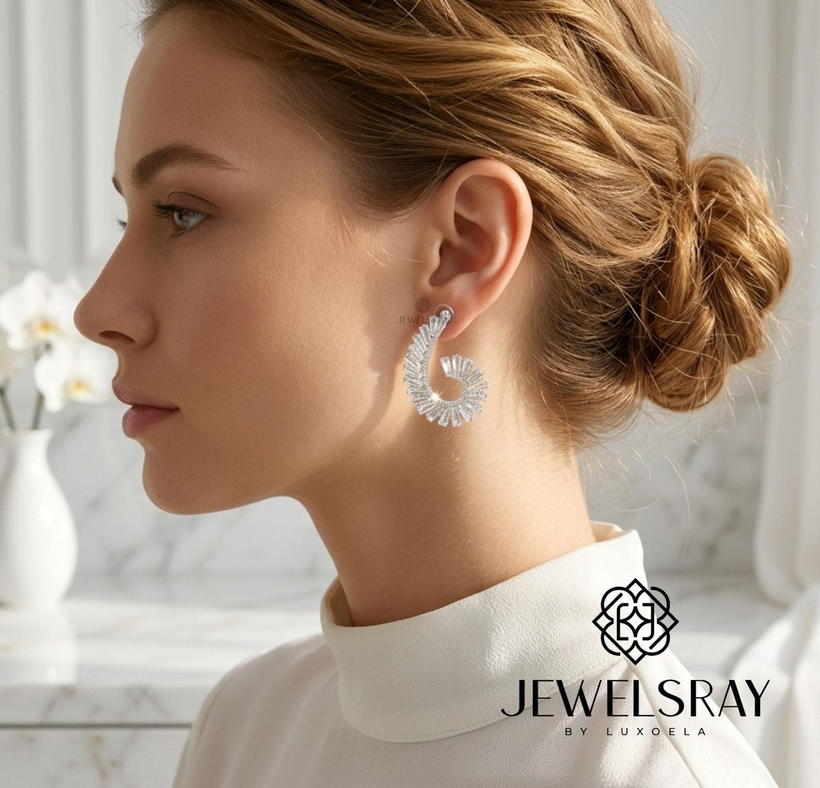 Anting Pesta Busan Earrings Perhiasan Tunangan Lamaran Kawin Fancy Wedding Elegant Engagement Married Bridal Jewelsray CZ Luxoela