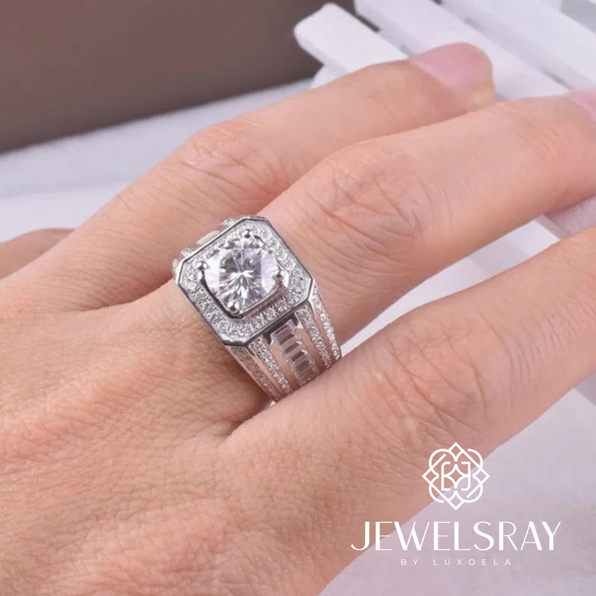 Cincin Pria Barack Moissanite Man Ring Adjustable Elegant Fancy Ring