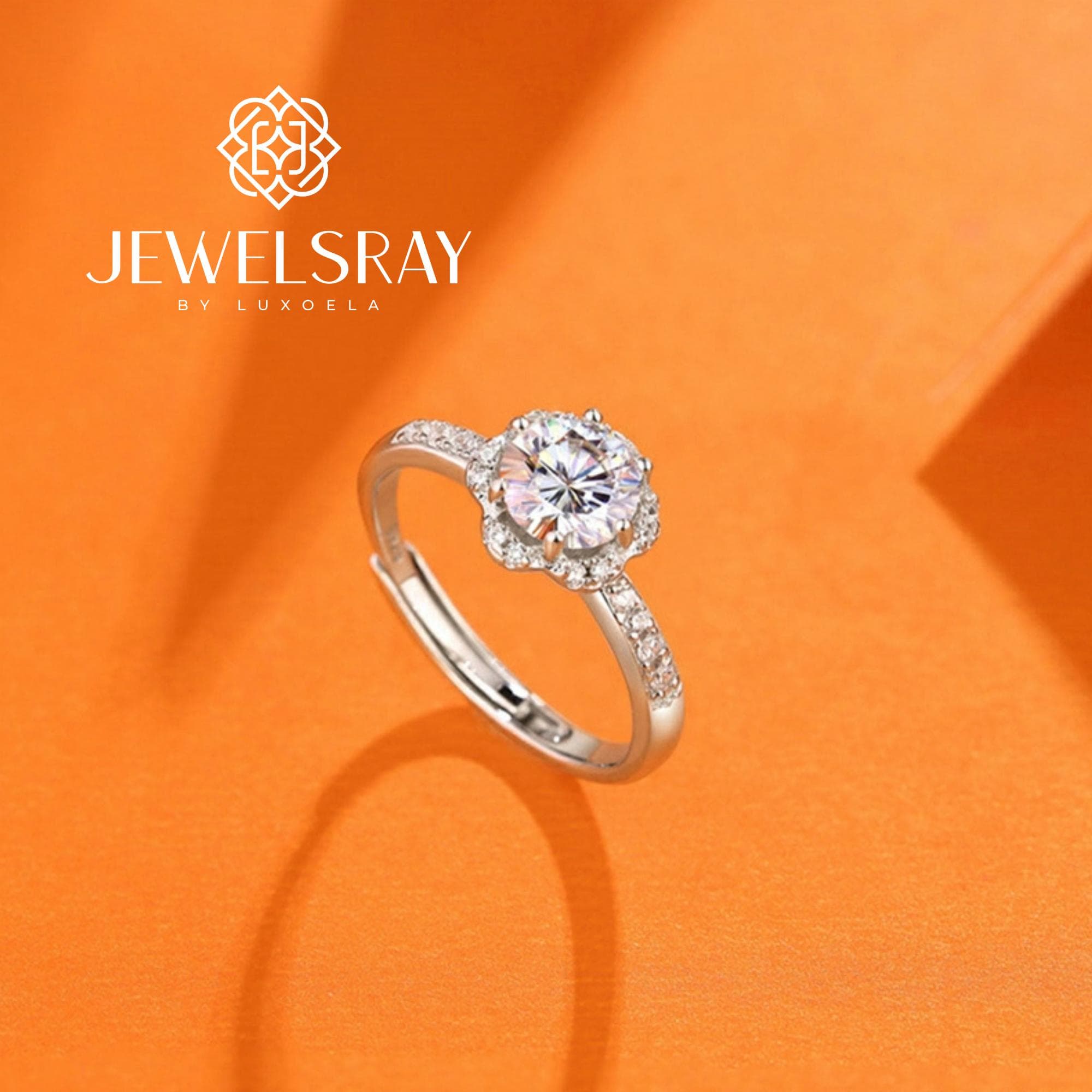 Cincin Kawin Arianell Moissanite Ring Adjustable Diamond Look Lamaran