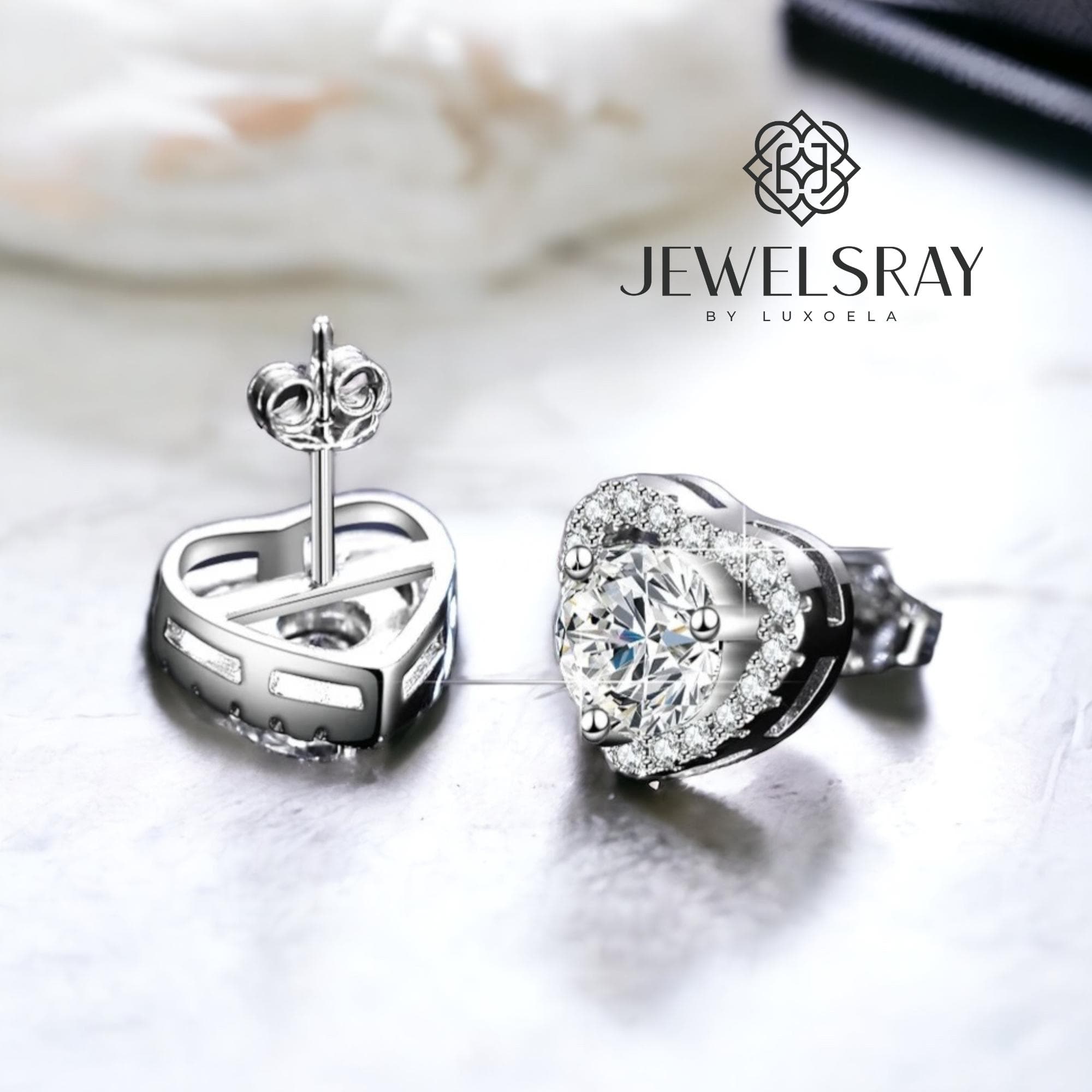 Heart Halo Moissanite Earrings Anting Diamond Look Kawin Jewelsray