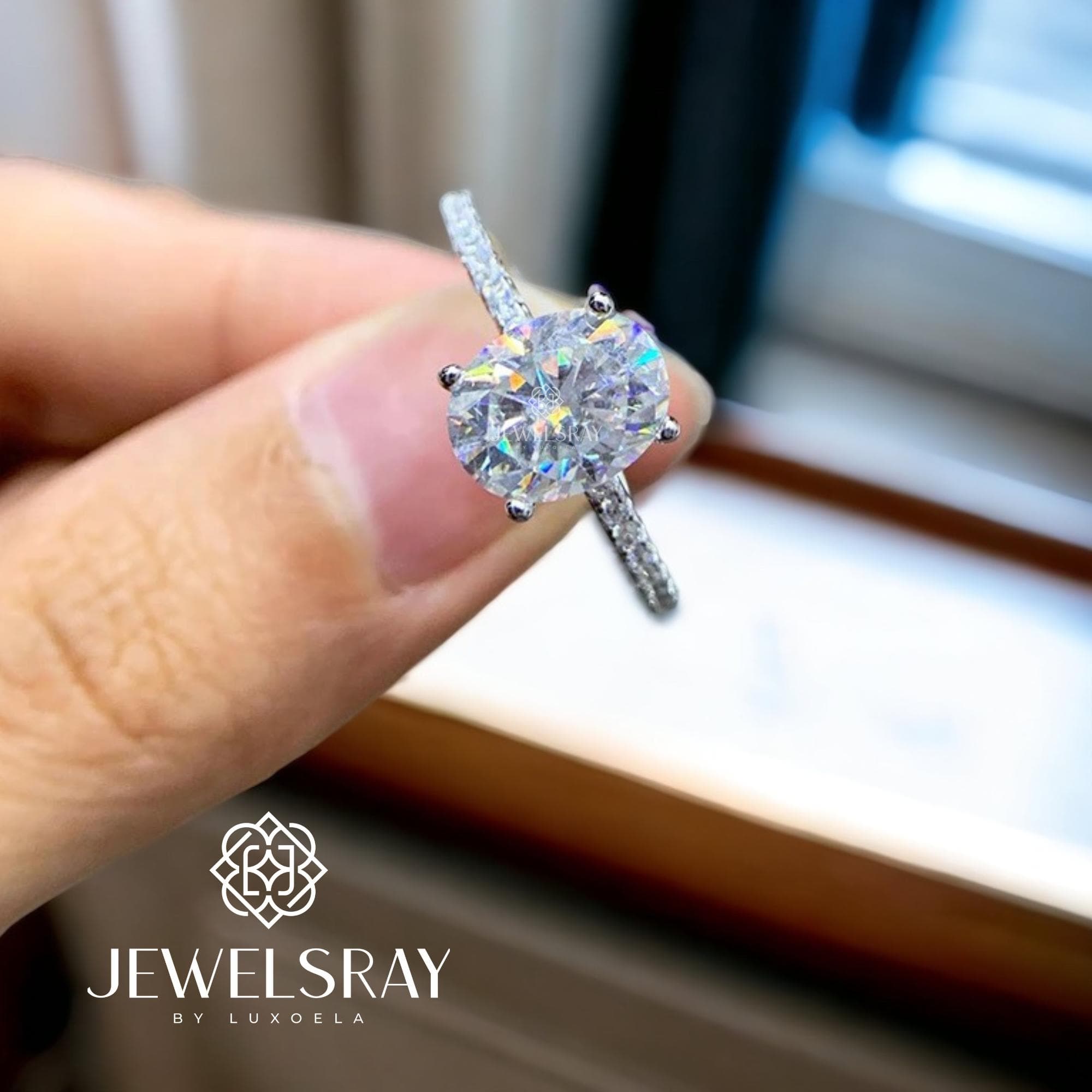 Cincin Super Diva Oval Ring 2 Carat Moissanite Diamond Look Jewelsray