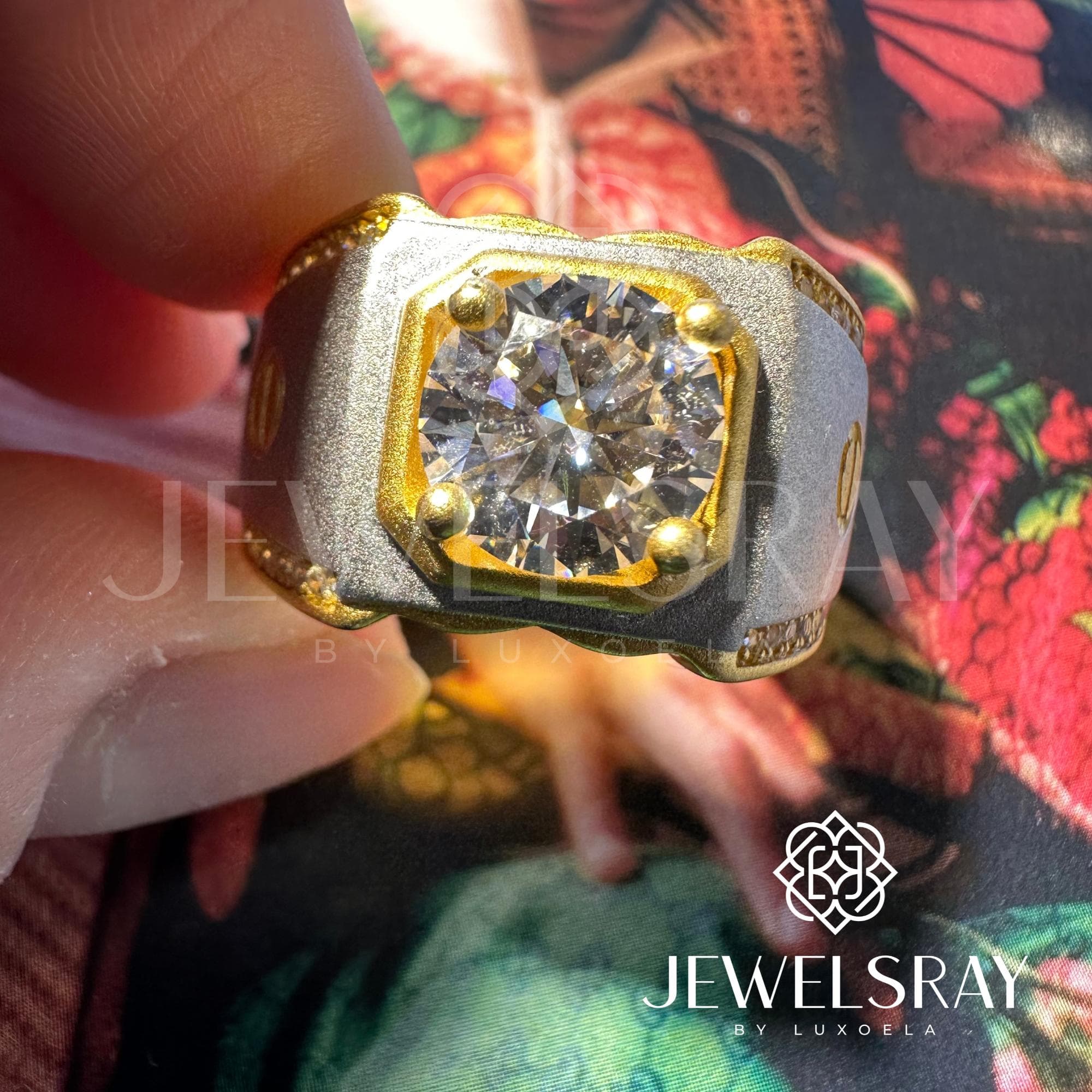 Cincin Pria Benecio Moissanite Man Ring Adjustable Elegant Fancy Ring