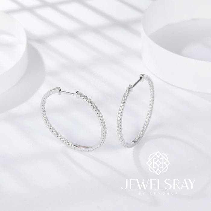 Anting Riva Moissanite Earrings Diamond Look Hoops