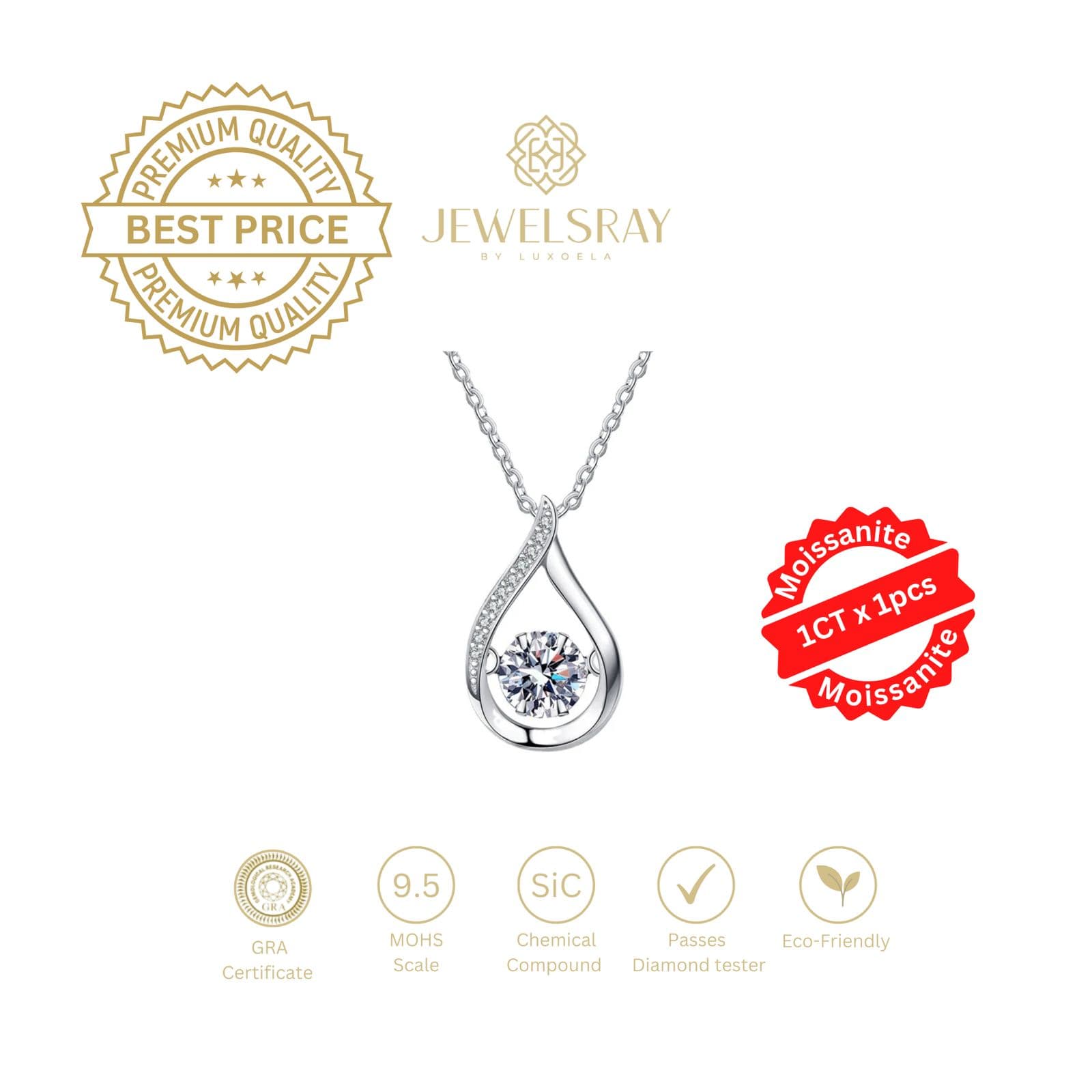 Kalung Water Moissanite Necklace Perhiasan Elegant Fancy Diamond Look Jewelry Kawin Tunangan Wedding Engagement Lamaran Married Bridal Jewelsray Luxoela Intan Permata