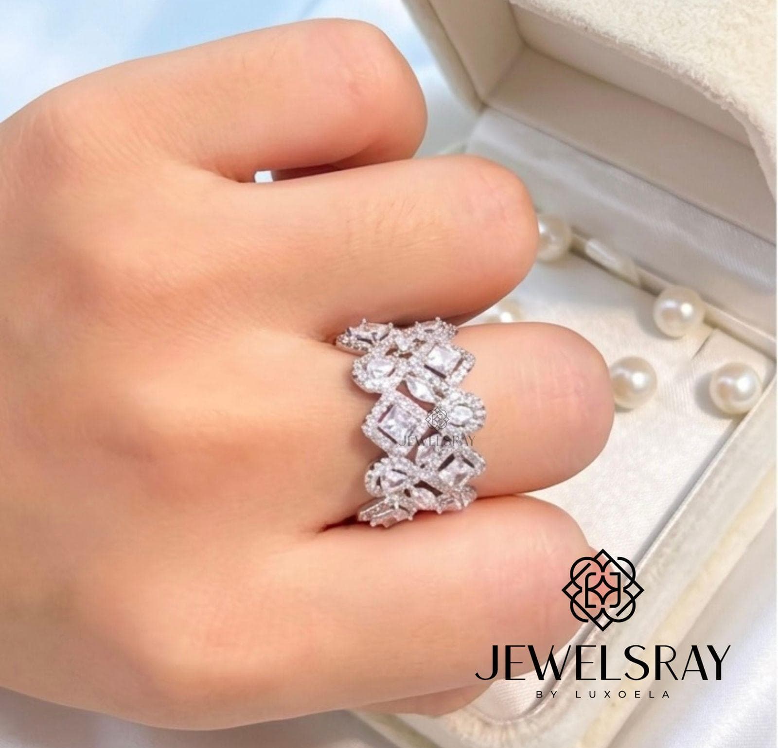 Cincin Pesta Amsterdam Earrings Perhiasan Tunangan Lamaran Kawin Fancy Wedding Elegant Engagement Married Bridal Jewelsray CZ Luxoela