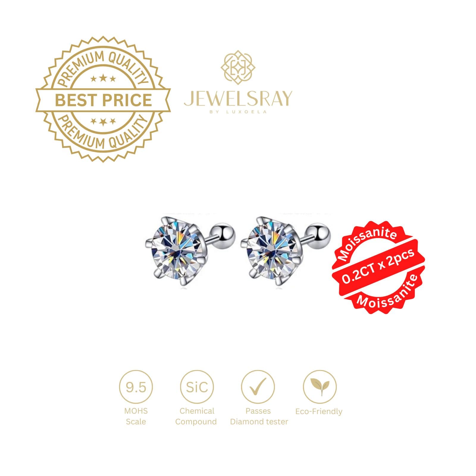 New Rory Screw Earrings Moissanite Anting Diamond Look Kawin Berlian