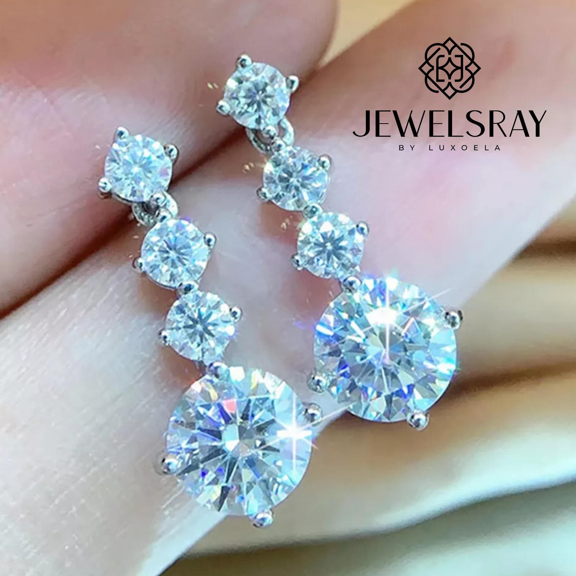 Anting Gillian Earrings Moissanite - 2.6 Carat Diamond Look Perhiasan