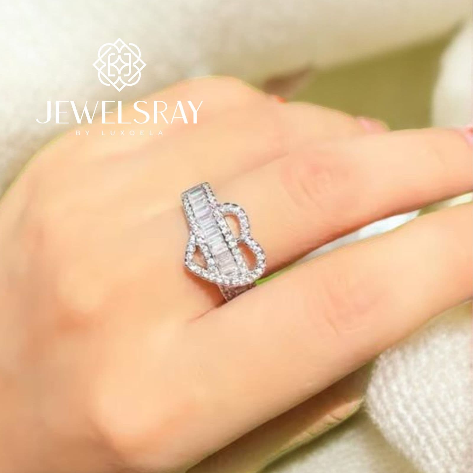 Cincin Aiko Ring Perhiasan Tunangan Lamaran Kawin Fancy Wedding Elegant Engagement Married Bridal Jewelsray CZ Luxoela