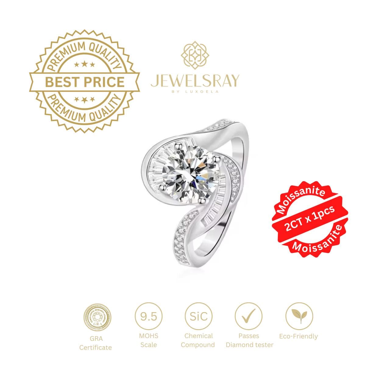 Cincin Valary Ring Moissanite Diamond Look Kawin Perhiasan Elegant Fancy Jewelry Cincin Tunangan Wedding Ring Engagement Ring Lamaran Jewelsray Intan Permata Luxoela
