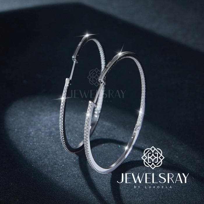Anting Riva Moissanite Earrings Diamond Look Hoops