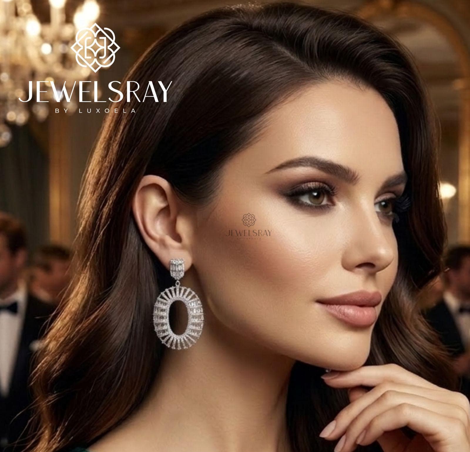 Anting Pesta Munich Earrings Perhiasan Tunangan Lamaran Kawin Fancy Wedding Elegant Engagement Married Bridal Jewelsray CZ Luxoela