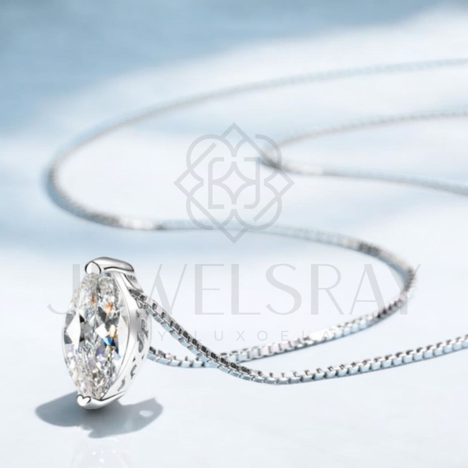 Kalung Eclipse Moissanite Necklace Perhiasan Elegant Fancy Diamond Look Jewelry Kawin Tunangan Wedding Engagement Lamaran Married Bridal Jewelsray Luxoela Intan Permata