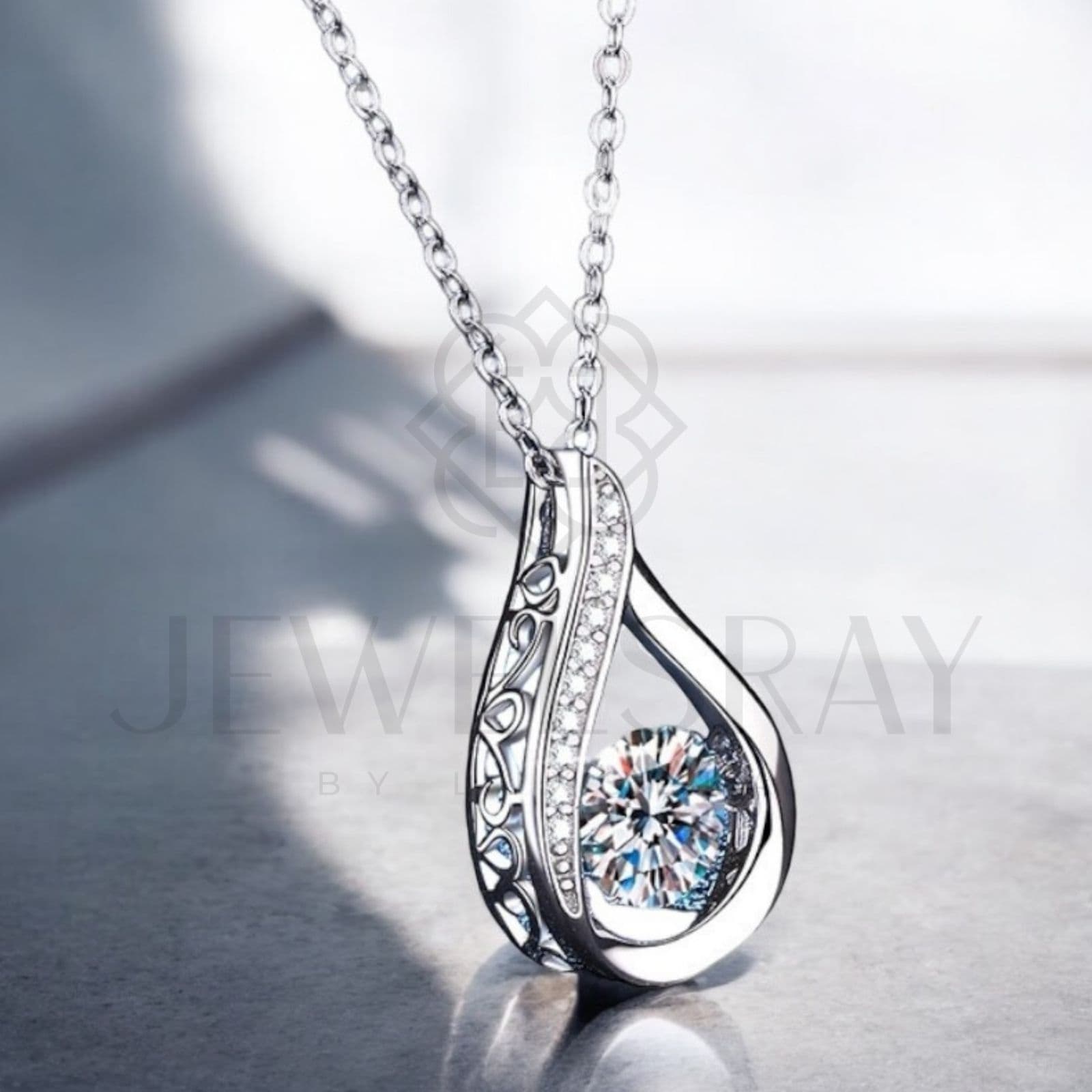 Kalung Water Moissanite Necklace Perhiasan Elegant Fancy Diamond Look Jewelry Kawin Tunangan Wedding Engagement Lamaran Married Bridal Jewelsray Luxoela Intan Permata