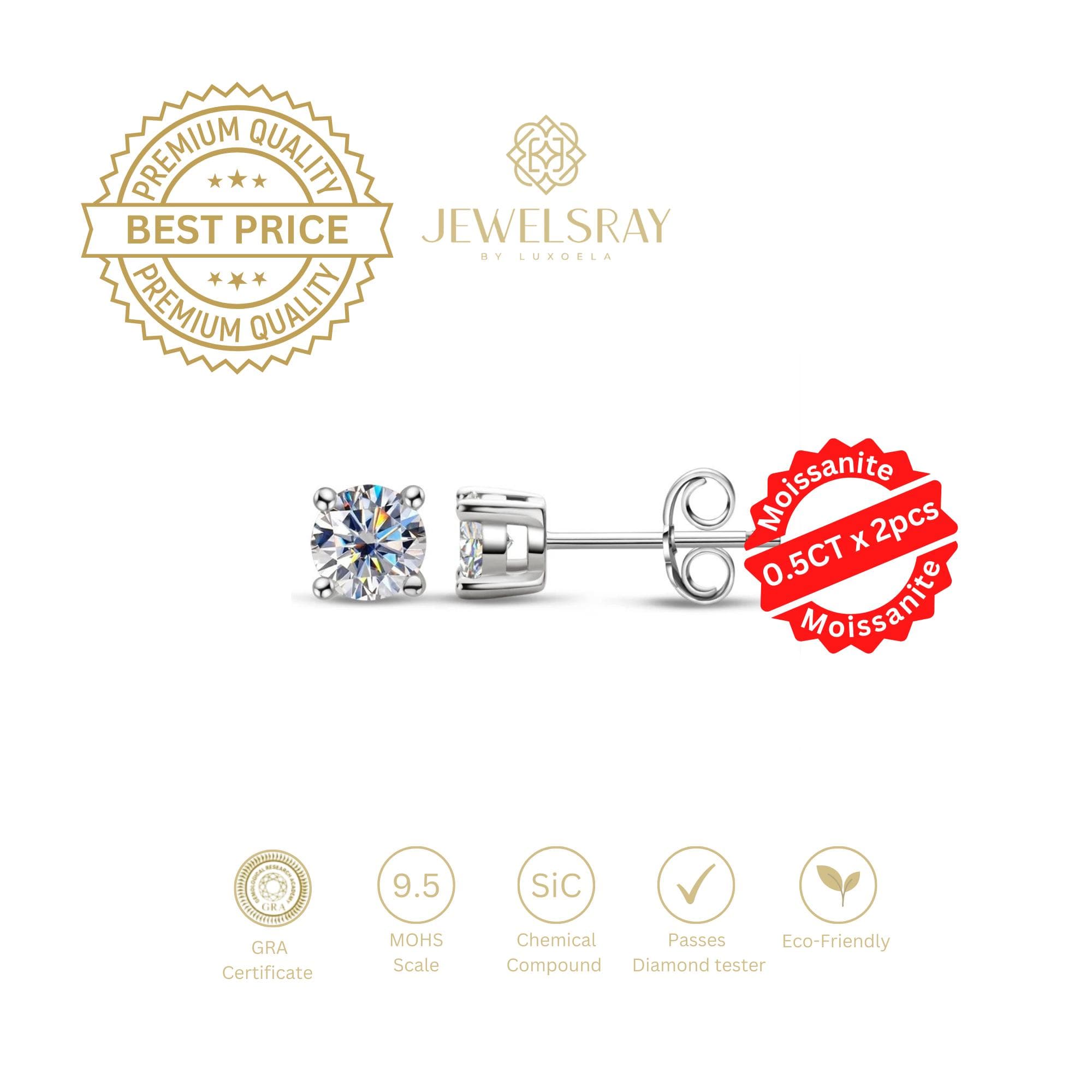 Anting Darcie Moissanite Earring Diamond Look Lamaran Kawin Tunangan