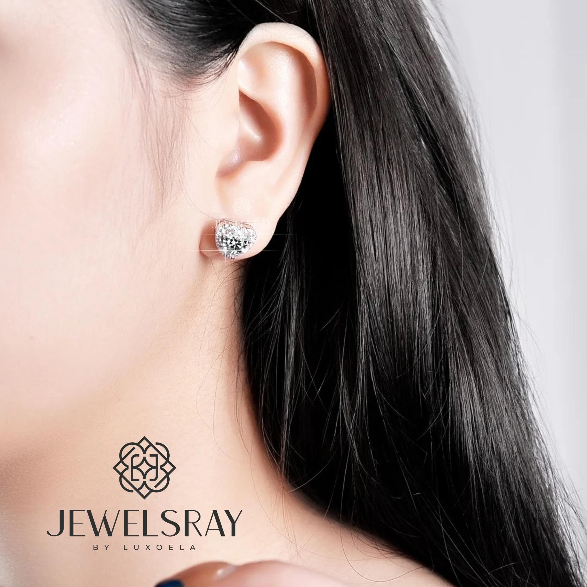 Heart Halo Moissanite Earrings Anting Diamond Look Kawin Jewelsray