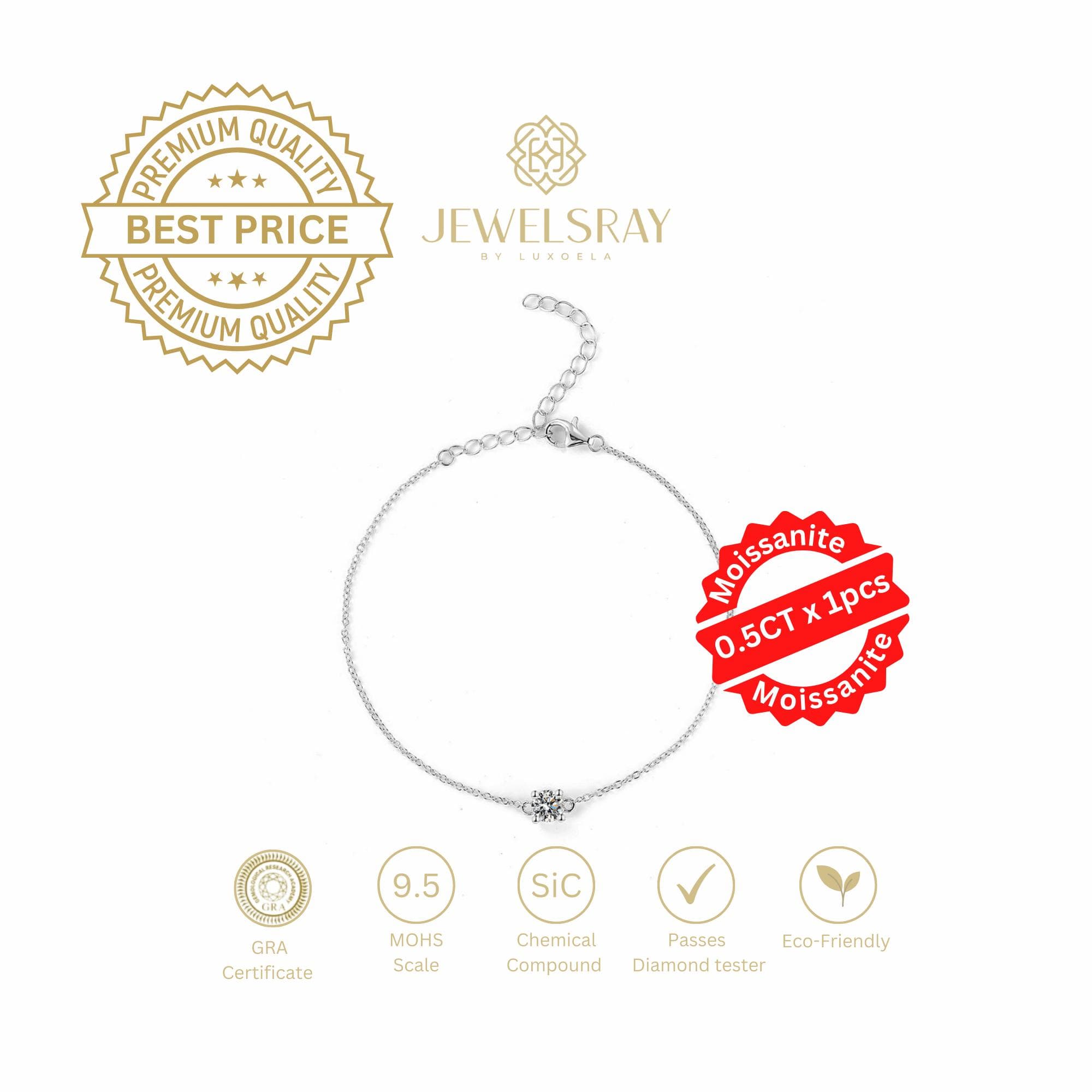 Gelang Moissanite Blaine Diamond Look Bracelet Berlian Setting