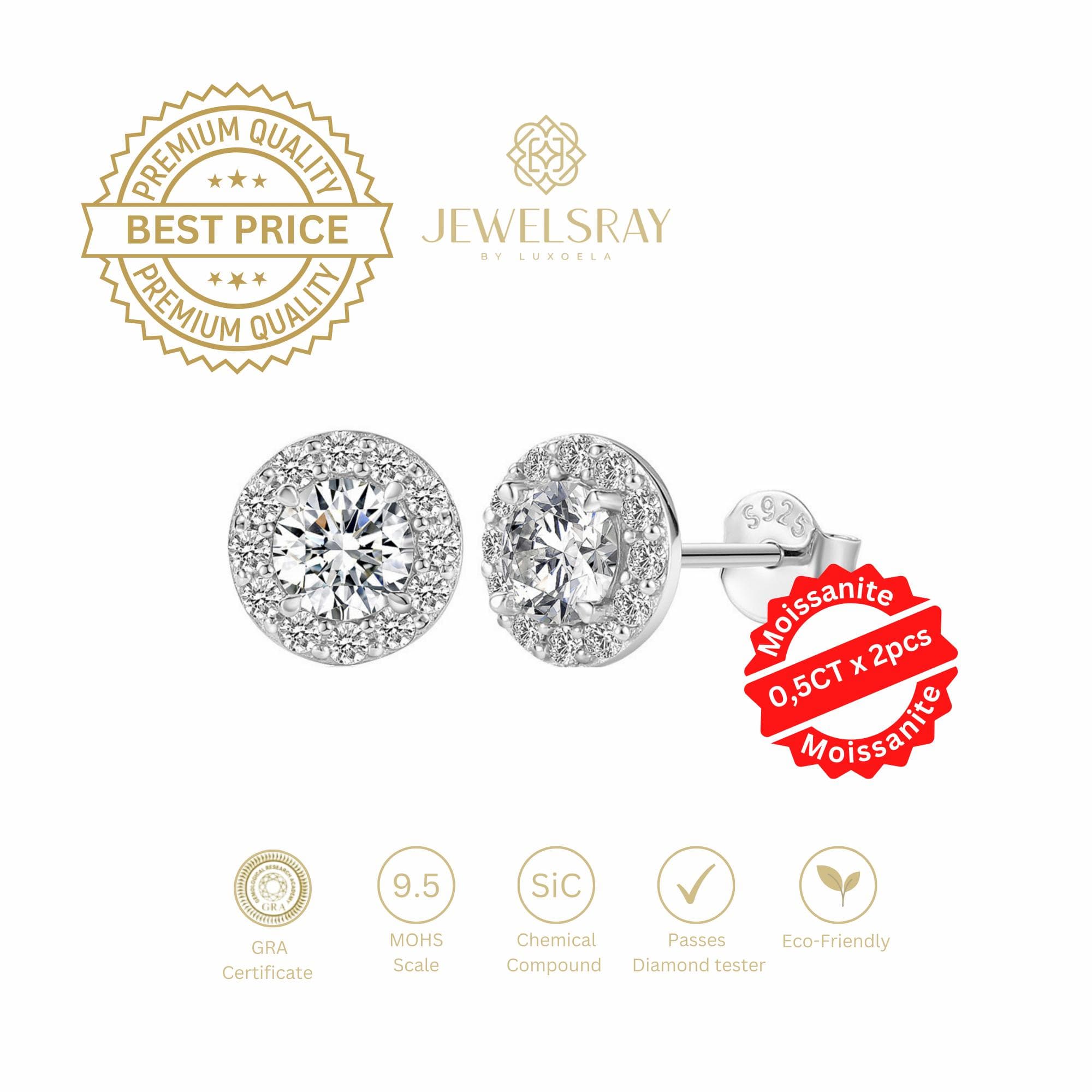 Anting model Halo Earrings Moissanite Earring Diamond Look Perhiasan