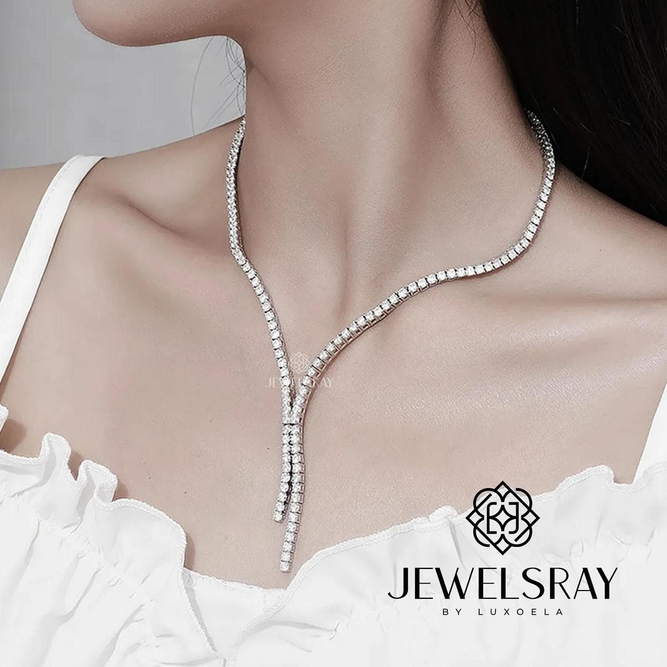 Kalung Minerva Moissanite Tennis Necklace Fancy Elegant Bride Jewels