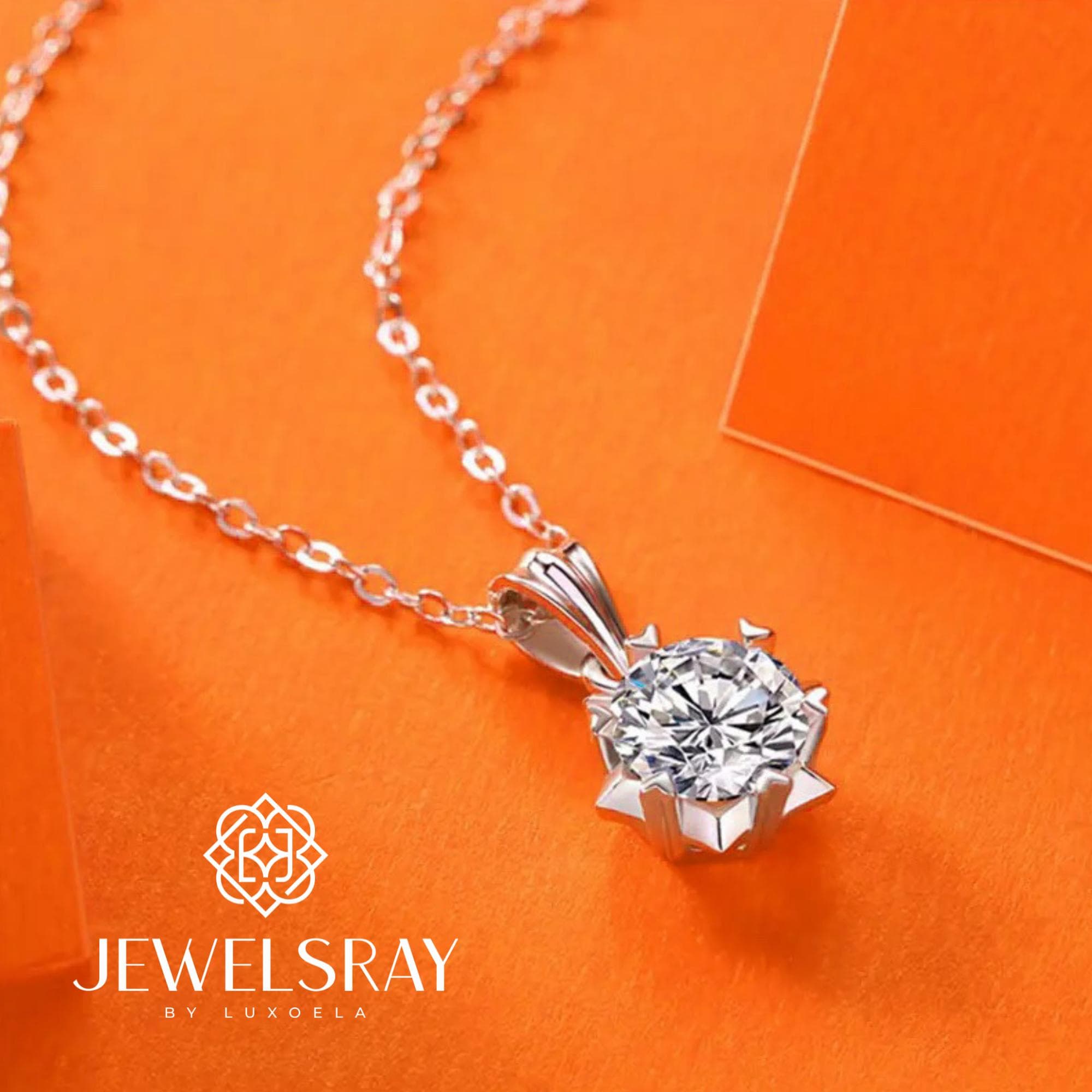 Kalung Ashley Moissanite Necklace Diamond Look Solitaire Kawin Bridal