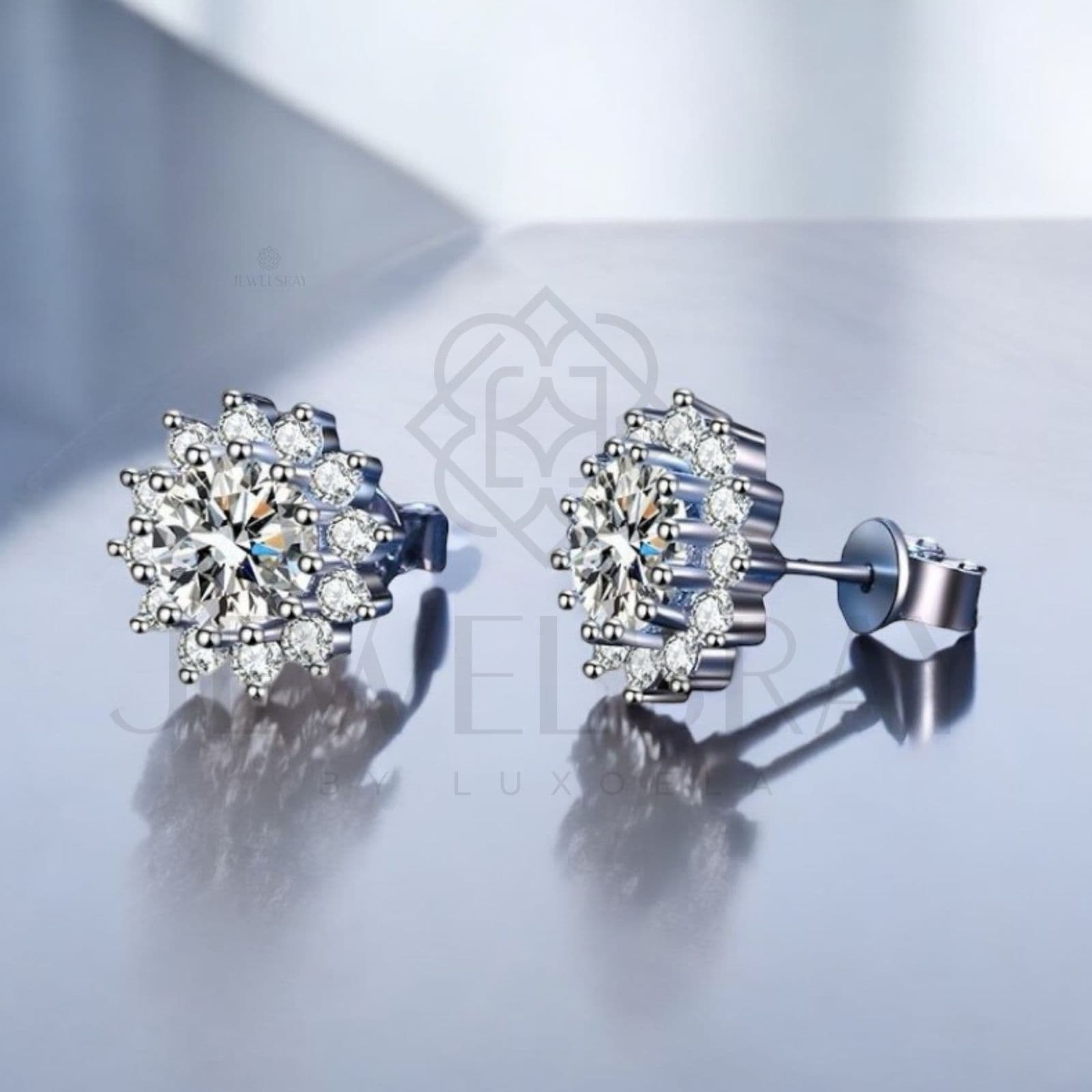 Anting Sunshine Moissanite Earrings Perhiasan Elegant Fancy Diamond Look Jewelry Kawin Tunangan Wedding Engagement Lamaran Married Bridal Jewelsray Intan Permata Luxoela