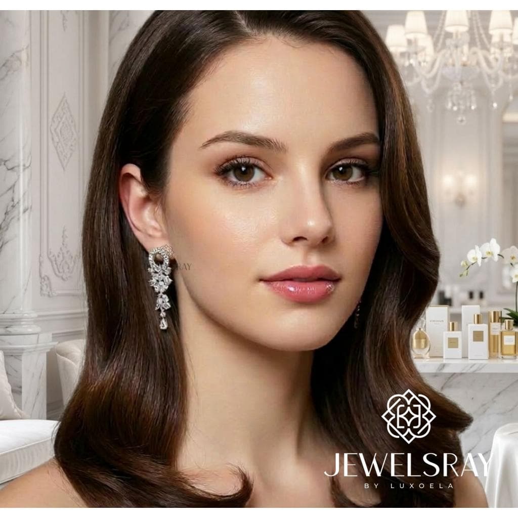 Anting Pesta Nara Earrings Perhiasan Tunangan Lamaran Kawin Fancy Wedding Elegant Engagement Married Bridal Jewelsray CZ Luxoela