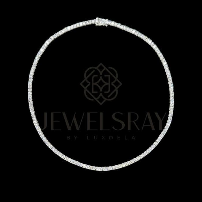 Jewelsray Kalung Libertee Chocker Moissanite 40cm Tennis Diamond Look Perhiasan Elegant Solitaire Fancy Diamond Look Jewelry Intan Permata Kawin Tunangan Wedding Engagement Lamaran Married Bridal