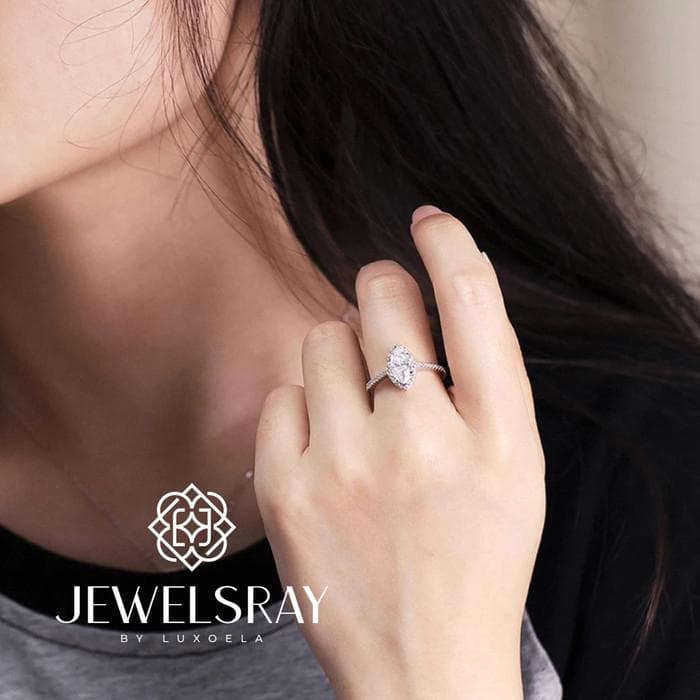 Cincin Myrcella Marquise Ring 2 Carat Moissanite Diamond Look Kawin Perhiasan Permata Hadiah