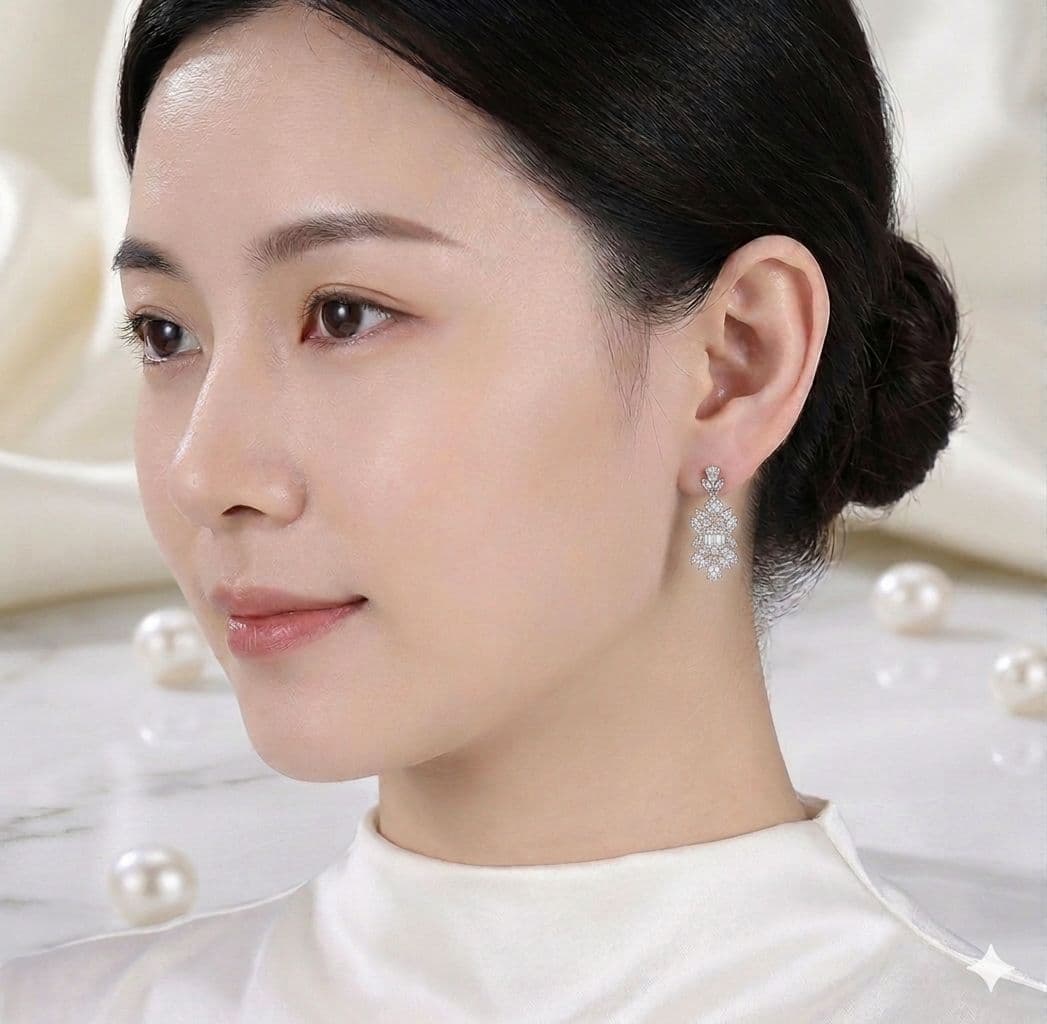 Anting Pesta Daejeon Earrings Perhiasan Tunangan Lamaran Kawin Fancy Wedding Elegant Engagement Married Bridal Jewelsray CZ Luxoela