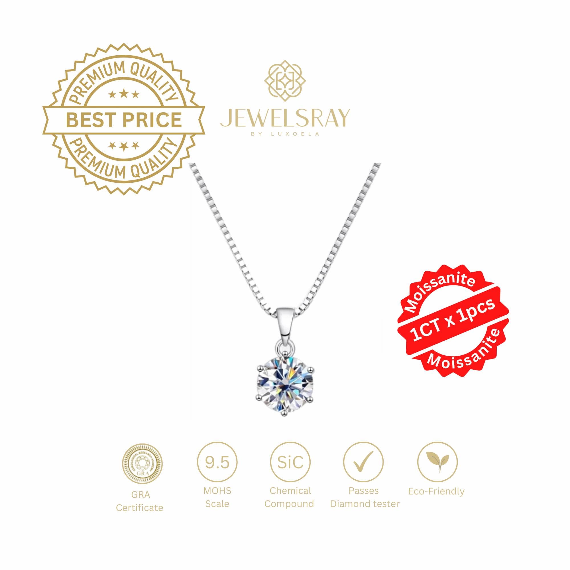 Eleanor Necklace Moissanite - Diamond Look Kalung Berlian Setting Gold