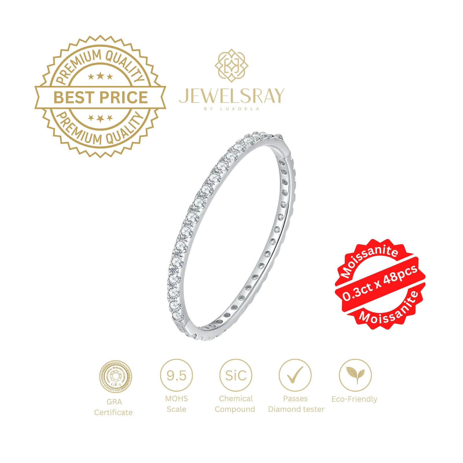 Monalisa Bangle Tennis Moissanite Bracelet Diamond Look Kawin Tunangan