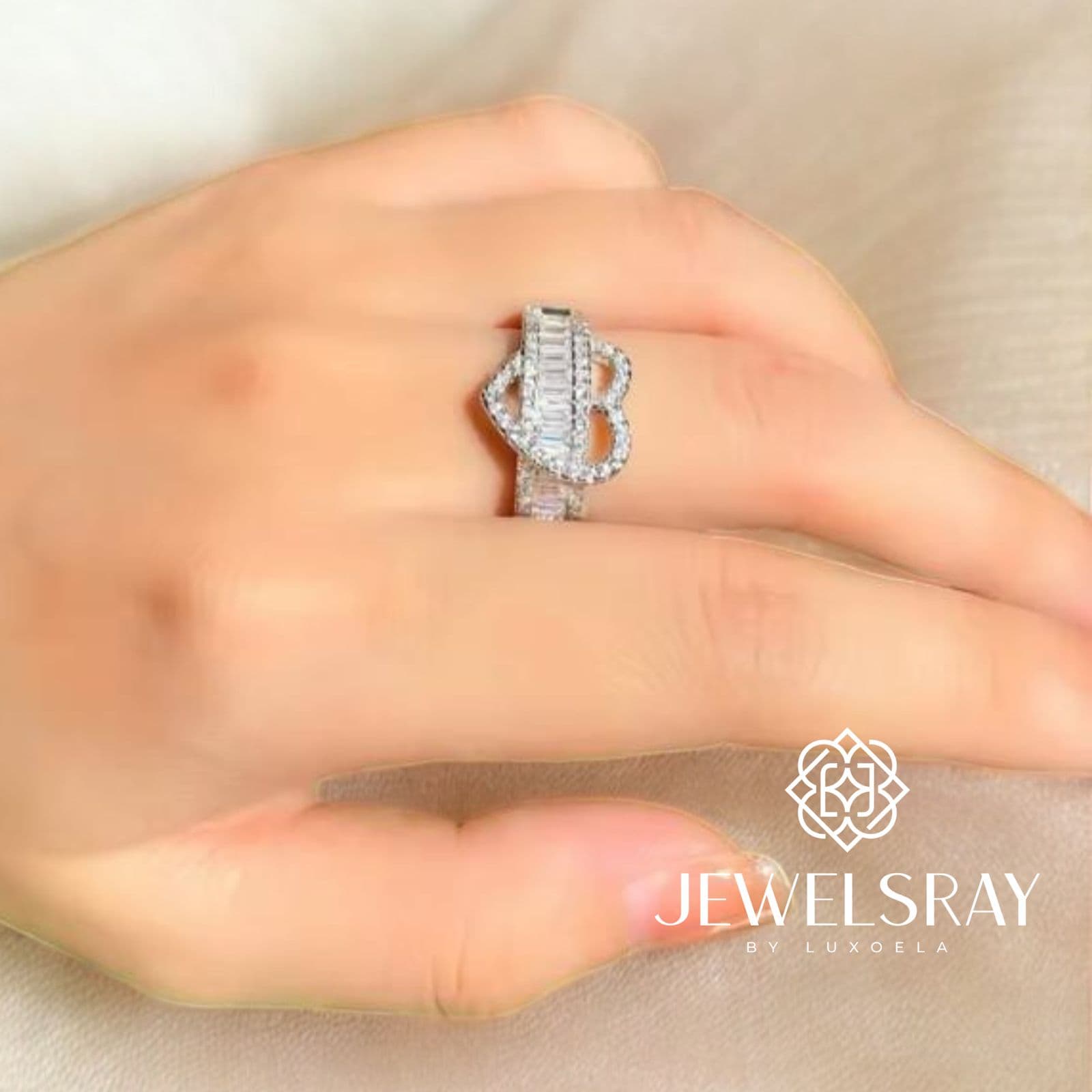 Cincin Aiko Ring Perhiasan Tunangan Lamaran Kawin Fancy Wedding Elegant Engagement Married Bridal Jewelsray CZ Luxoela
