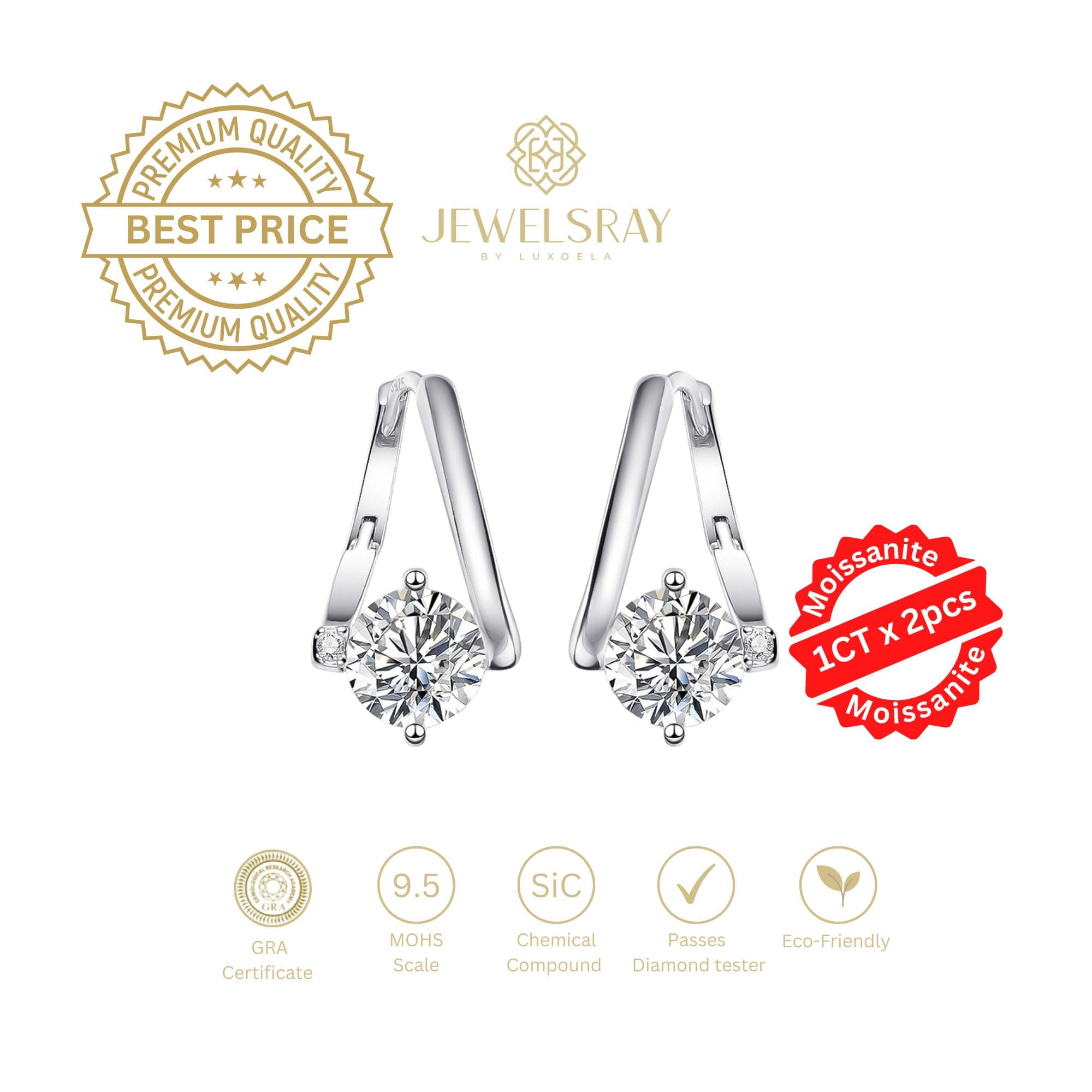 Anting Margareta Moissanite Earring Diamond Look Lamaran tunangan
