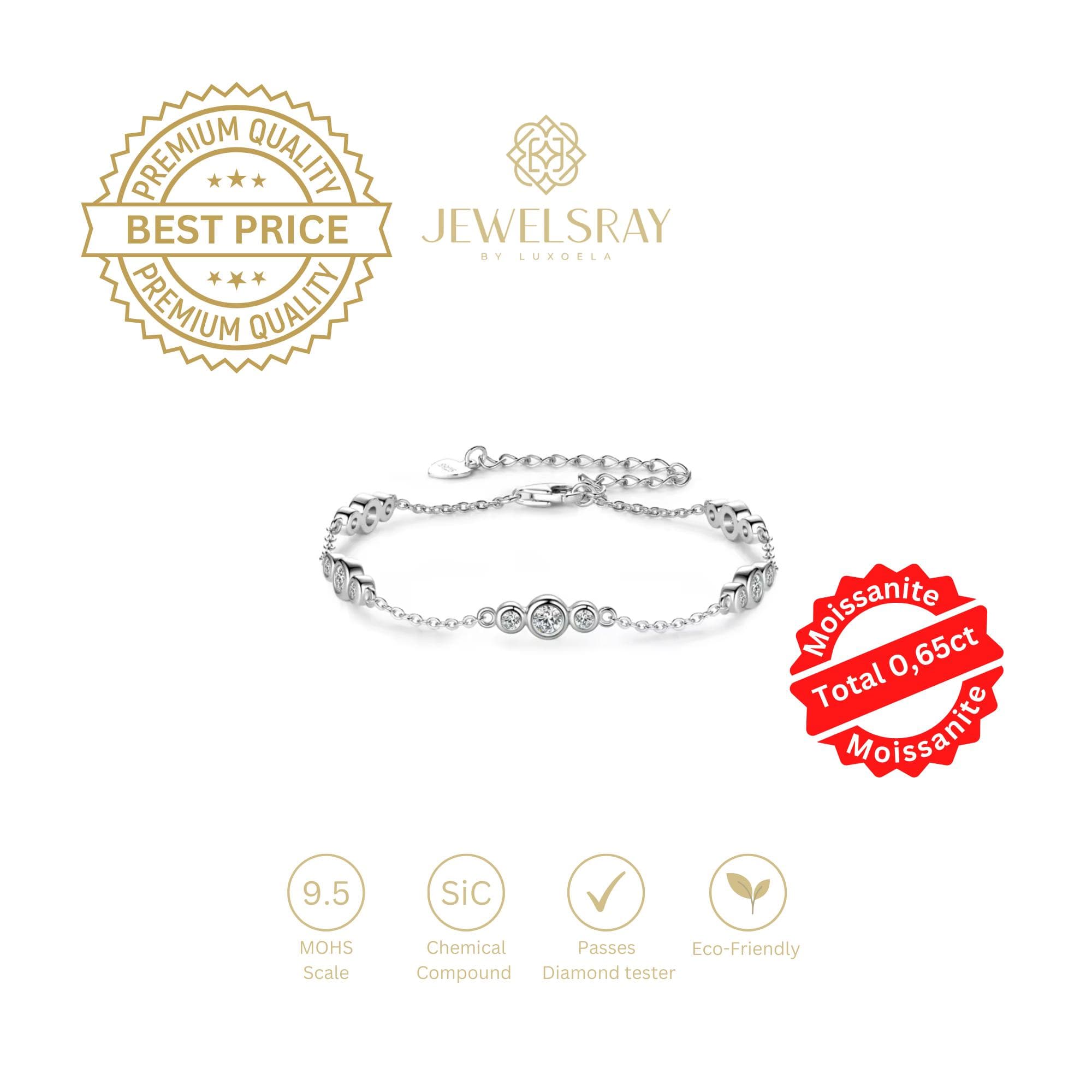 Gelang Moissanite Dewey Diamond Look Bracelet Berlian Setting
