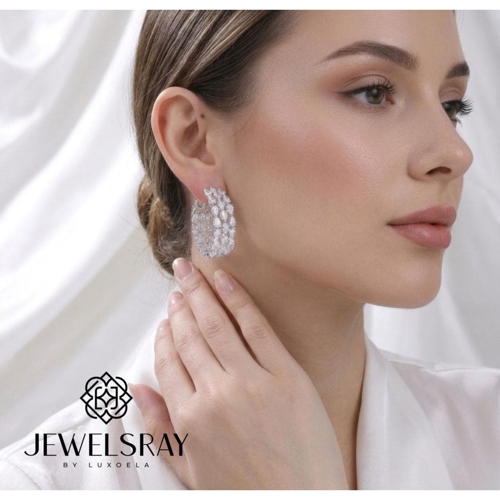 Anting Pesta Dublin Earrings Perhiasan Tunangan Lamaran Kawin Fancy Wedding Elegant Engagement Married Bridal Jewelsray CZ Luxoela