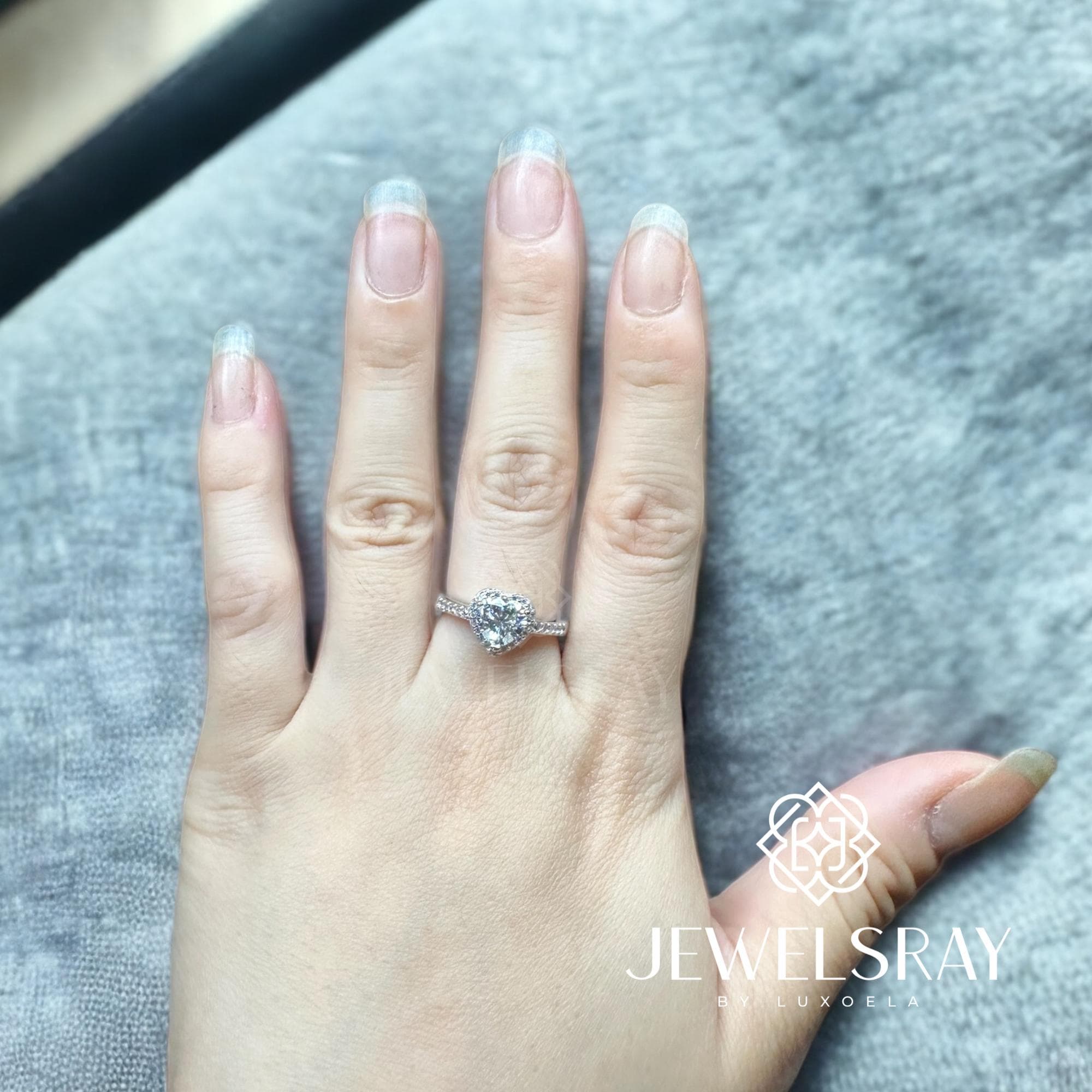 Cincin Kawin Amora Halo Moissanite - Heart Cut Diamond Look Tunangan Kawin Menikah Married