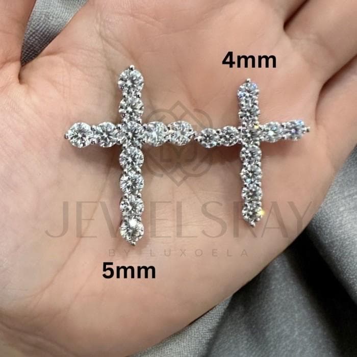 Kalung Salib Moissanite Diamond Look Cross Necklace big size