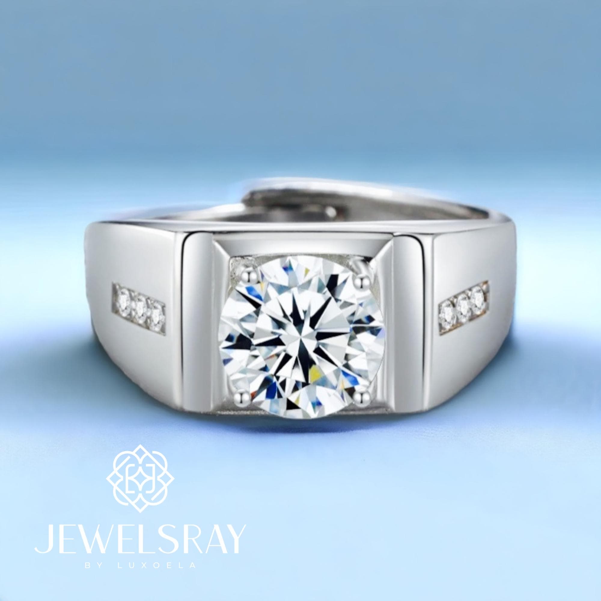 Cincin Pria Lavon Moissanite Man Ring Adjustable Elegant Fancy Ring