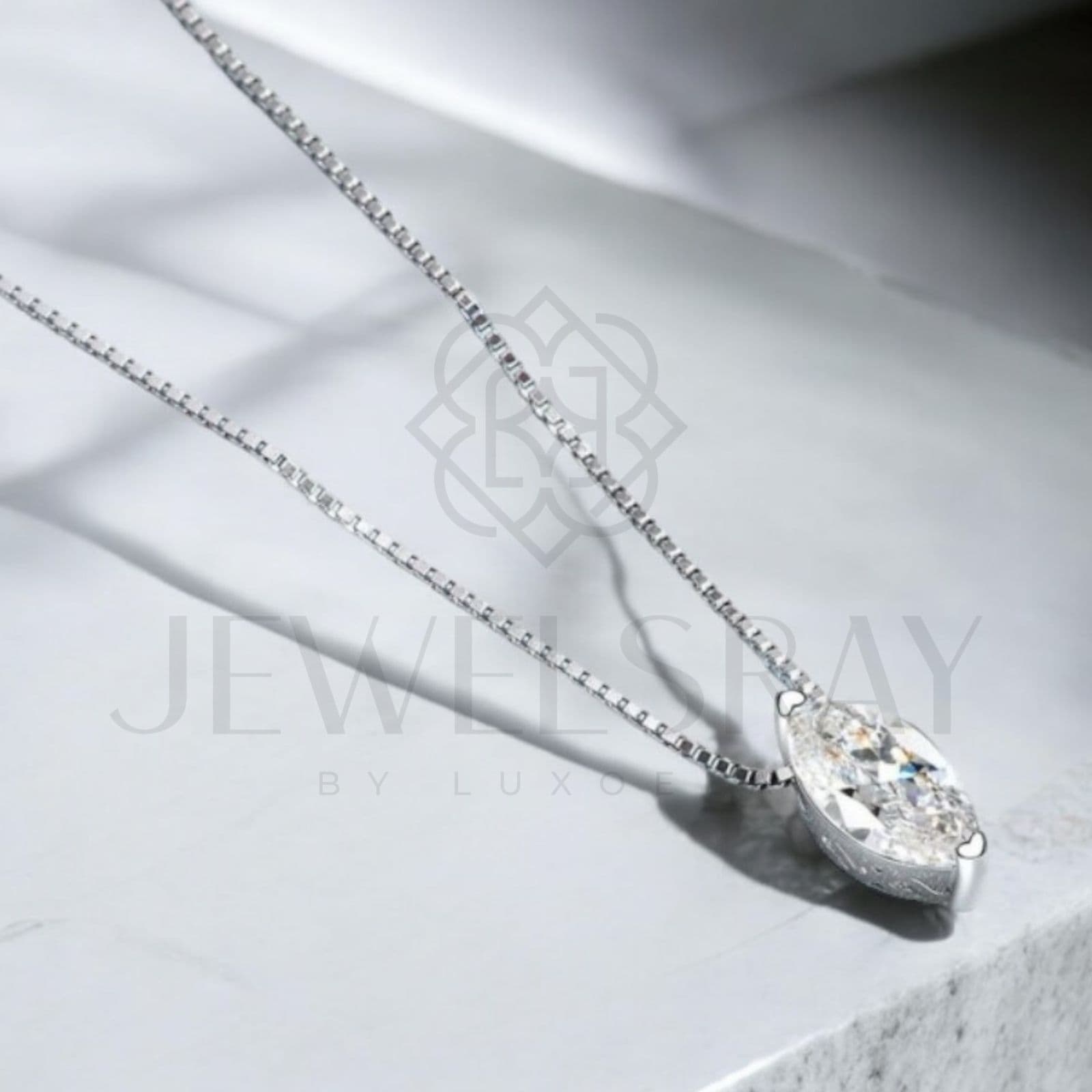Kalung Eclipse Moissanite Necklace Perhiasan Elegant Fancy Diamond Look Jewelry Kawin Tunangan Wedding Engagement Lamaran Married Bridal Jewelsray Luxoela Intan Permata