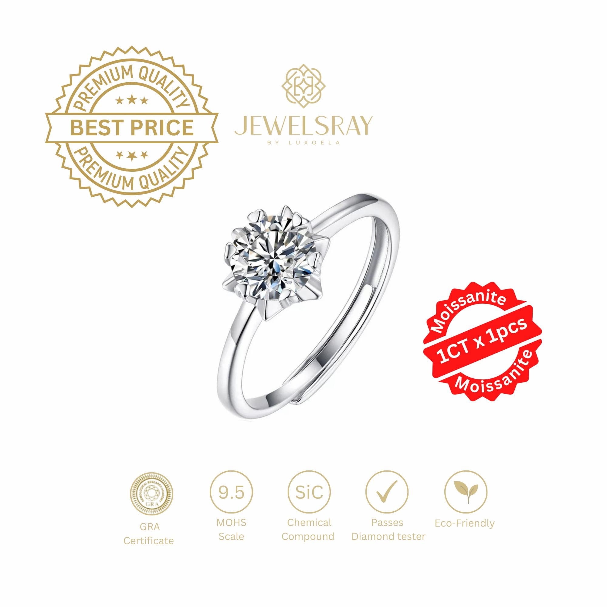 Cincin Tunangan Ashley Wedding Ring Moissanite - Cincin Kawin 1 Carat