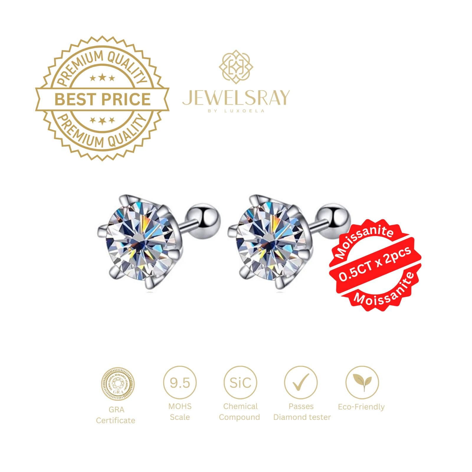 New Rory Screw Earrings Moissanite Anting Diamond Look Kawin Berlian