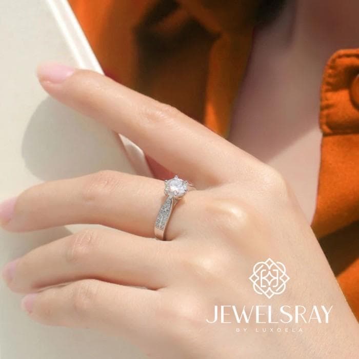 Cincin Kawin Amber Moissanite - Diamond Look Ring Solitaire Adjustable