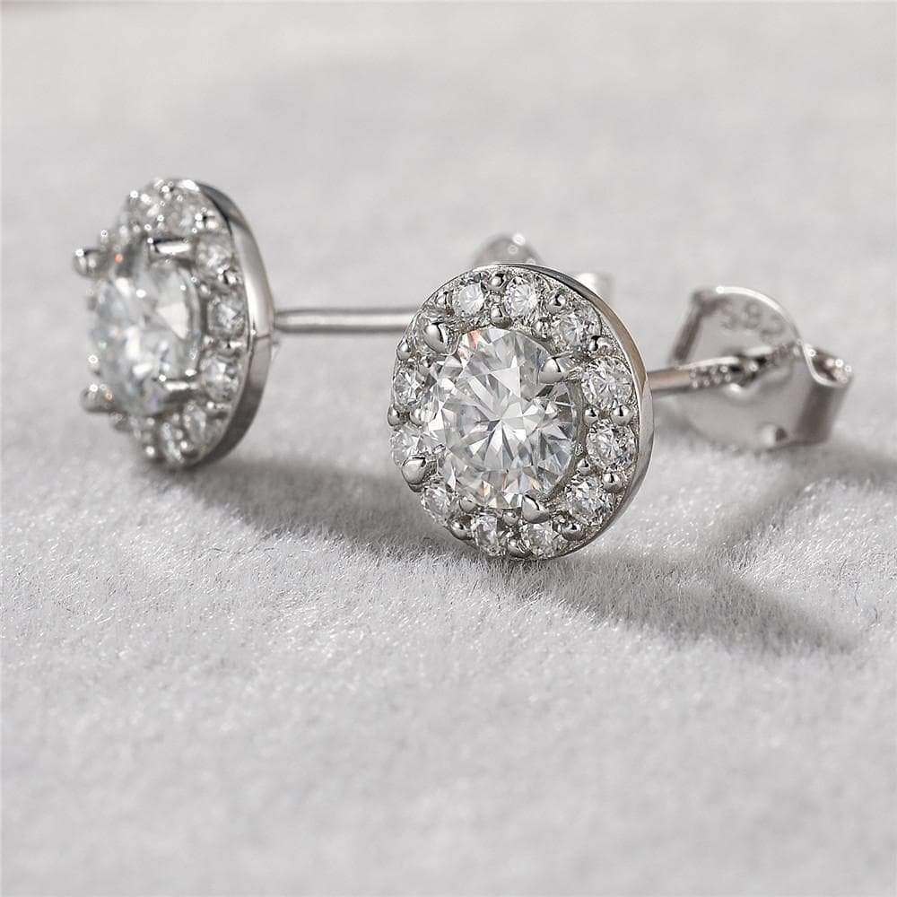 Anting model Halo Earrings Moissanite Earring Diamond Look Perhiasan