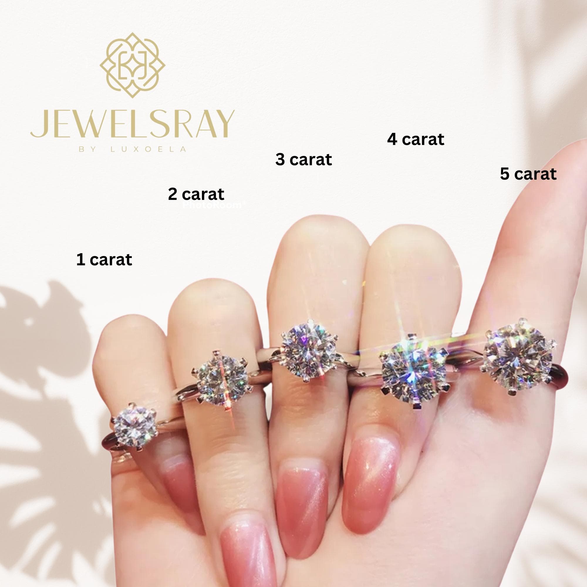Cincin Kawin Gaia Ring Moissanite Solitaire Wedding Tunangan Big Karat
