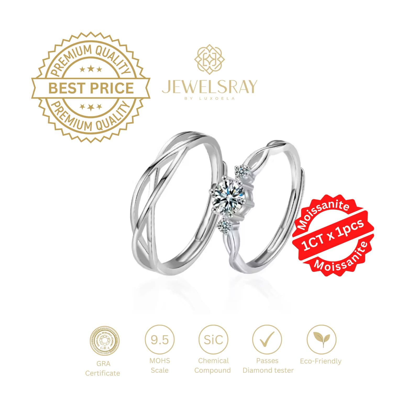 Ananta Wedding Ring Set Moissanite Cincin Diamond Lamaran Kawin Tunangan Couple Ring