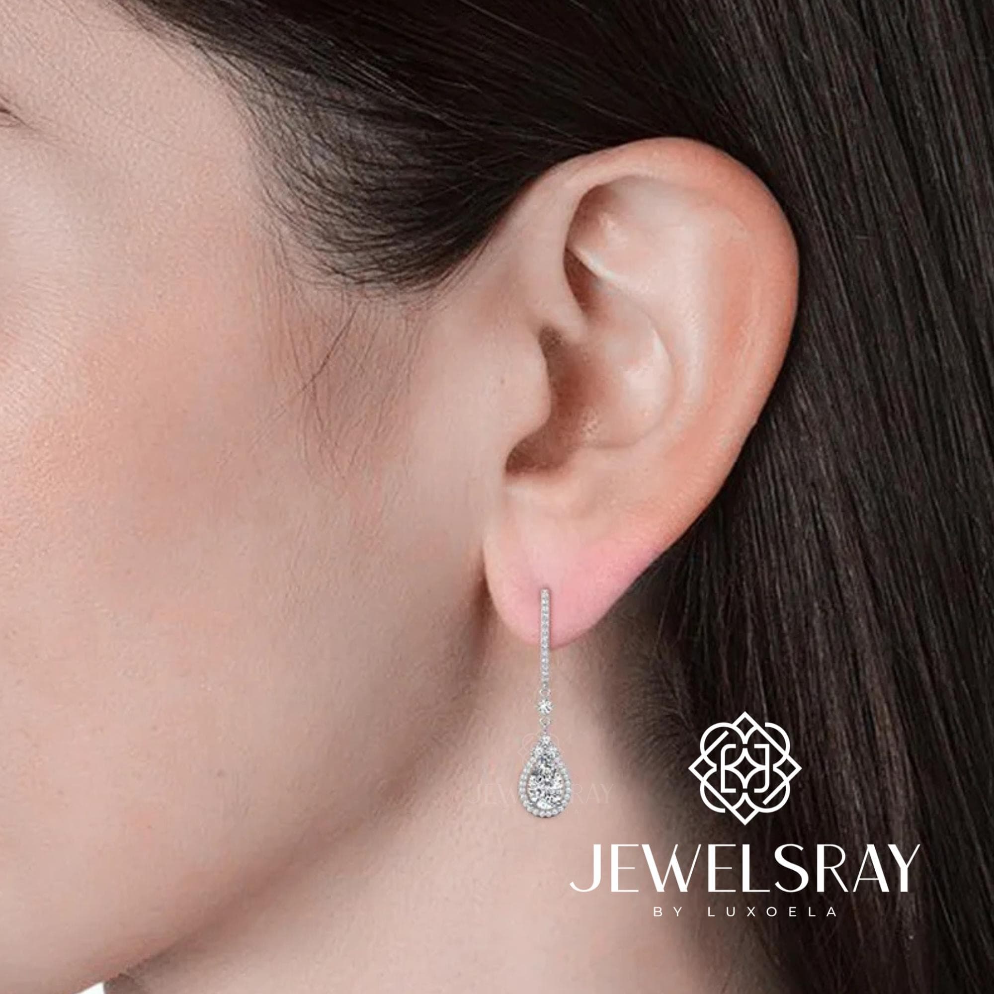 Anting Palisa Moissanite Pear Earrings Diamond Lamaran Kawin Tunangan