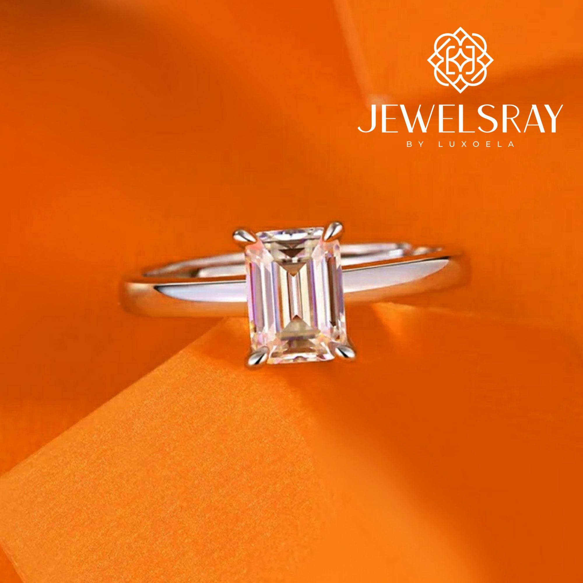 Cincin Kawin Cruz Ring Moissanite Emerald Cut Diamond look Lamaran Kawin Engagement Marriage Cincni Tunangan