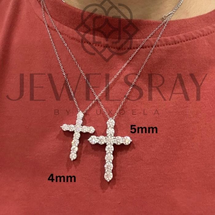 Kalung Salib Moissanite Diamond Look Cross Necklace big size